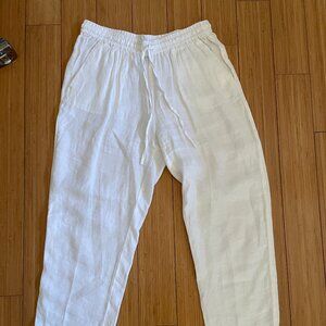 J Crew Linen Drawstring Pants in White